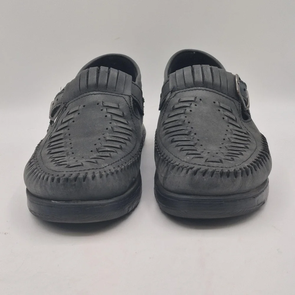 Dexter Walkmocs Shoes Mens Size 7 Gray Leather‎ Buckle Moccasins Casual Made USA